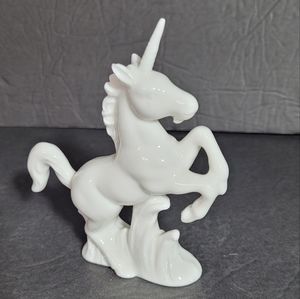 Vintage Rare White Unicorn Rearing Statuette Japan Porcelain 5" READ